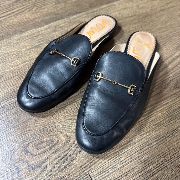 SAM EDELMAN Linnie Black Horse Bit Loafer Mule Slide 7M - Picture 1 of 11